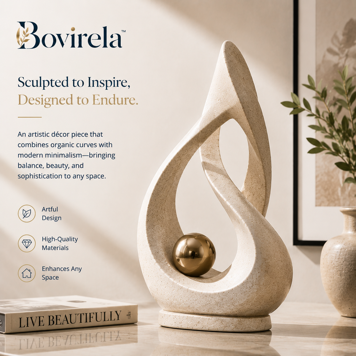 Bovirela™ Sculptural Harmony Arc – Contemporary Abstract Tabletop Decor